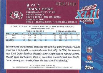2008 Topps Super Bowl XLII Card Show Promos #9 Frank Gore Back