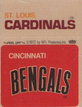 1975 Fleer Football Patches #NNO Cincinnati Bengals Logo / St. Louis Cardinals Name Front