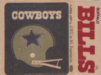 1975 Fleer Football Patches #NNO Dallas Cowboys Helmet / Buffalo Bills Name Front