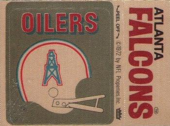 1975 Fleer Football Patches #NNO Houston Oilers Helmet / Atlanta Falcons Name Front
