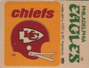 1975 Fleer Football Patches #NNO Kansas City Chiefs Helmet / Philadelphia Eagles Name Front