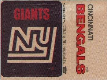 1975 Fleer Football Patches #NNO New York Giants Logo / Cincinnati Bengals Name Front