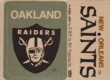 1975 Fleer Football Patches #NNO Oakland Raiders Logo / New Orleans Saints Name Front