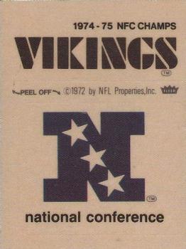 1975 Fleer Football Patches #NNO National Football Conference Logo / NFC Champions Minnesota Vikings Front