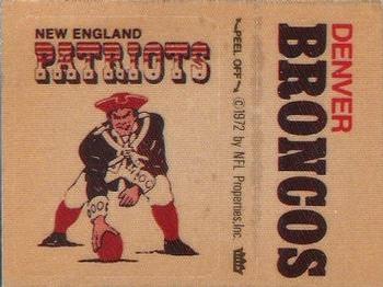 1972 Fleer Football Patches #NNO New England Patriots Logo / Denver Broncos Name Front
