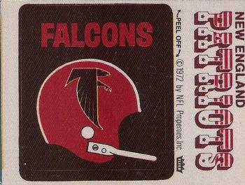 1973 Fleer Football Patches #NNO Atlanta Falcons Helmet / New England Patriots Name Front