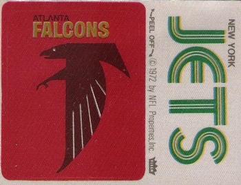 1973 Fleer Football Patches #NNO Atlanta Falcons Logo / New York Jets Name Front