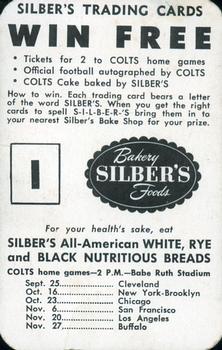 1949 Silber's Bakery Baltimore Colts #NNO Y. A. Tittle Back