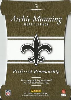 2017 Panini Preferred #135 Archie Manning Back