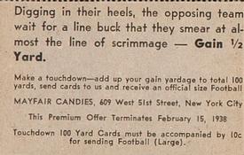 1937 Mayfair Candies Touchdown 100 Yards (R343) #NNO Digging in their heels… Back