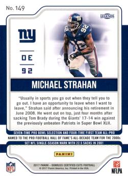 2017 Donruss Certified Cuts - Silver #149 Michael Strahan Back