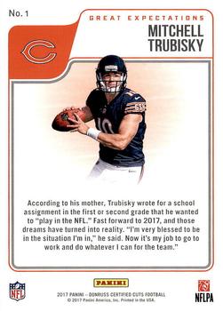 2017 Donruss Certified Cuts - Great Expectations #1 Mitchell Trubisky Back