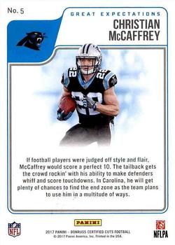 2017 Donruss Certified Cuts - Great Expectations #5 Christian McCaffrey Back