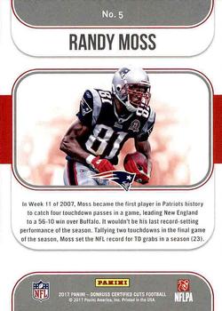 2017 Donruss Certified Cuts - Heritage Collection #5 Randy Moss Back