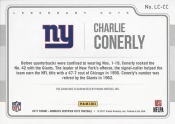 2017 Donruss Certified Cuts - Legendary Cuts #LC-CC Charlie Conerly Back