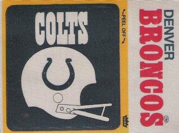 1976 Fleer Football Patches #NNO Baltimore Colts Helmet / Denver Broncos Name Front