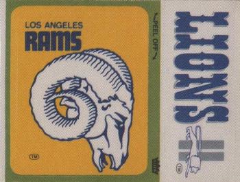 1976 Fleer Football Patches #NNO Los Angeles Rams Logo / Detroit Lions Name Front