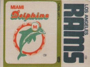 1976 Fleer Football Patches #NNO Miami Dolphins Logo / Los Angeles Rams Name Front