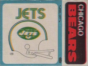 1976 Fleer Football Patches #NNO New York Jets Helmet / Chicago Bears Name Front