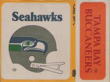 1976 Fleer Football Patches #NNO Seattle Seahawks Helmet  /  Tampa Bay Buccaneers Name Front
