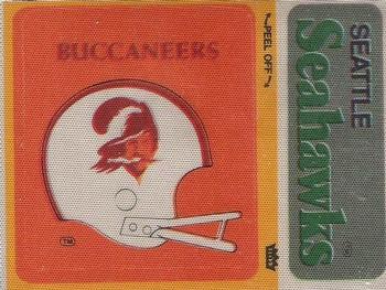 1976 Fleer Football Patches #NNO Tampa Bay Buccaneers Helmet / Seattle Seahawks Name Front