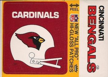 1976 Fleer Football Patches - High Gloss #NNO St. Louis Cardinals Helmet / Cincinnati Bengals Name Front