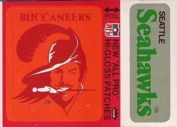 1976 Fleer Football Patches - High Gloss #NNO Tampa Bay Buccaneers Logo / Seattle Seahawks Name Front