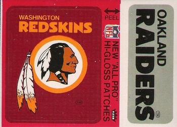 1976 Fleer Football Patches - High Gloss #NNO Washington Redskins Logo / Oakland Raiders Name Front