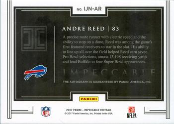 2017 Panini Impeccable - Impeccable Jersey Number Autographs #IJN-AR Andre Reed Back