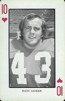 1973 Nebraska Cornhuskers Playing Cards (Red Backs) #10♥ Rich Sanger Front