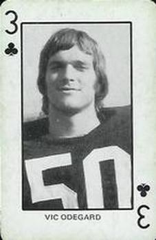 1974 Colorado Buffaloes Playing Cards - Gold Backs #3♣ Vic Odegard Front