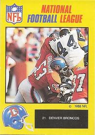 1988 Monty Gum NFL #21 Denver Broncos action photo Front