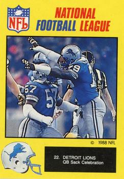 1988 Monty Gum NFL - Paper #22 Detroit Lions QB sack celebration Front