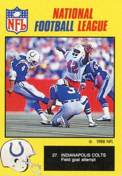 1988 Monty Gum NFL - Paper #27 Indianapolis Colts field goal attempt Front