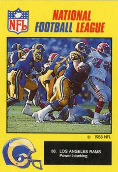 1988 Monty Gum NFL - Paper #36 Los Angeles Rams power blocking Front