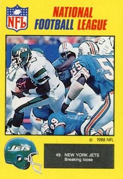 1988 Monty Gum NFL - Paper #49 New York Jets breaking loose Front