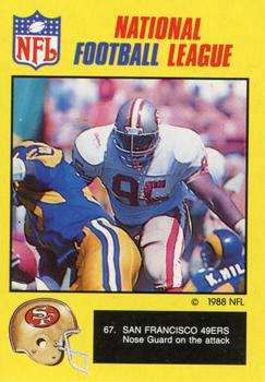 1988 Monty Gum NFL - Paper #67 San Francisco 49ers NG on attack Front