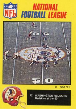 1988 Monty Gum NFL - Paper #77 Washington Redskins at the 50 Front