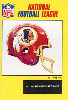 1988 Monty Gum NFL - Paper #98 Washington Redskins helmet Front