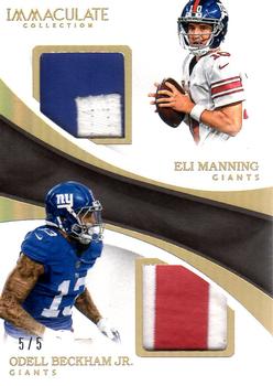 2017 Panini Immaculate Collection - Dual Prime Gold #DU-3 Odell Beckham Jr. / Eli Manning Front
