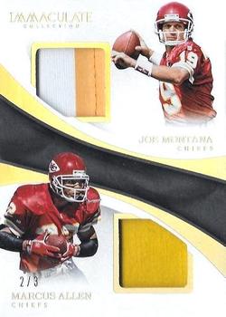 2017 Panini Immaculate Collection - Dual Prime Gold #DU-17 Marcus Allen / Joe Montana Front