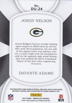 2017 Panini Immaculate Collection - Dual Prime Gold #DU-24 Davante Adams / Jordy Nelson Back
