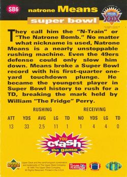 1995 Collector's Choice - You Crash the Game Super Bowl XXIX Exchange #SB6 Natrone Means Back