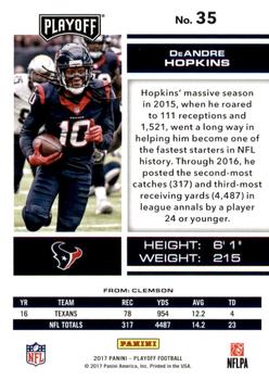 2017 Panini Playoff - 1st Down #35 DeAndre Hopkins Back