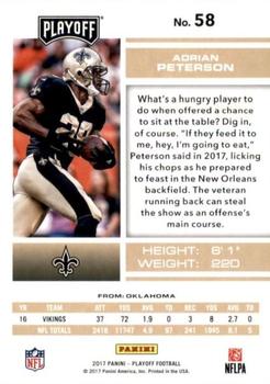 2017 Panini Playoff - 1st Down #58 Adrian Peterson Back