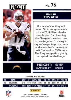 2017 Panini Playoff - 1st Down #76 Philip Rivers Back