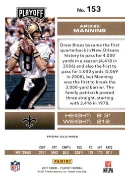 2017 Panini Playoff - 1st Down #153 Archie Manning Back