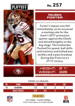 2017 Panini Playoff - 1st Down #257 Reuben Foster Back