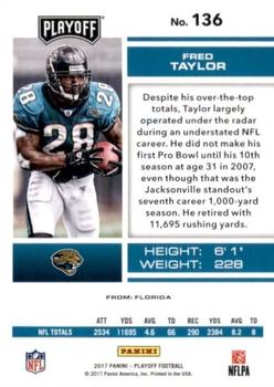 2017 Panini Playoff - 3rd Down #136 Fred Taylor Back
