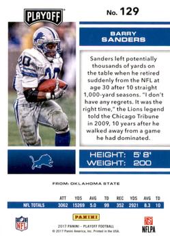 2017 Panini Playoff - Red Zone #129 Barry Sanders Back